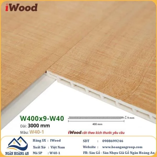 Tấm Nhựa Ốp Tường Ốp Trần Nano Giả Gỗ Iwood W40-1